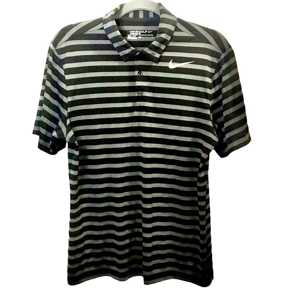 Nike Golf Dri-FIT Striped Polo Shirt - Standard Fit - Black/Grey - Small